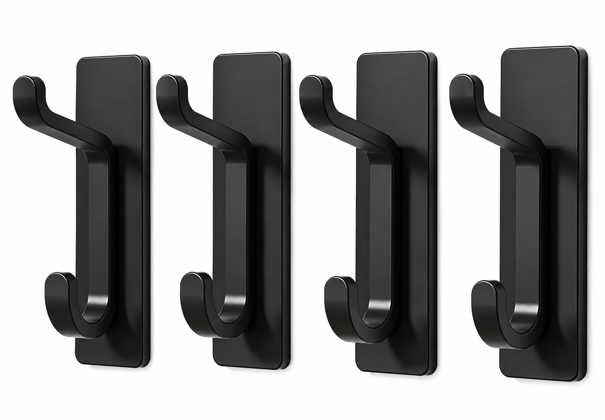 Klebehaken ohne Bohren – 4er-Set, Schwarz