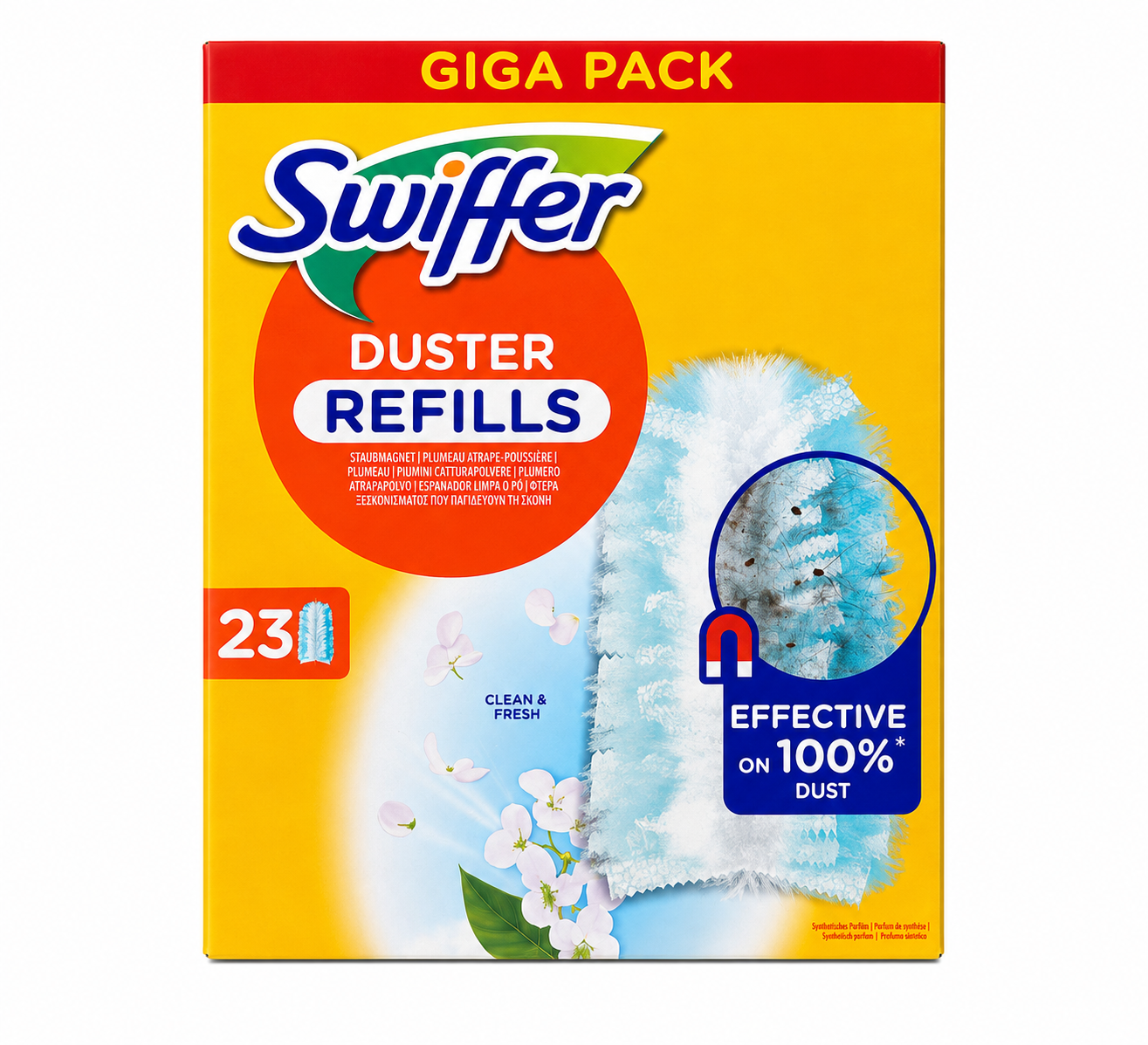 Swiffer Staubmagnet Nachfüller Clean & Fresh – 23 Stück Giga Pack